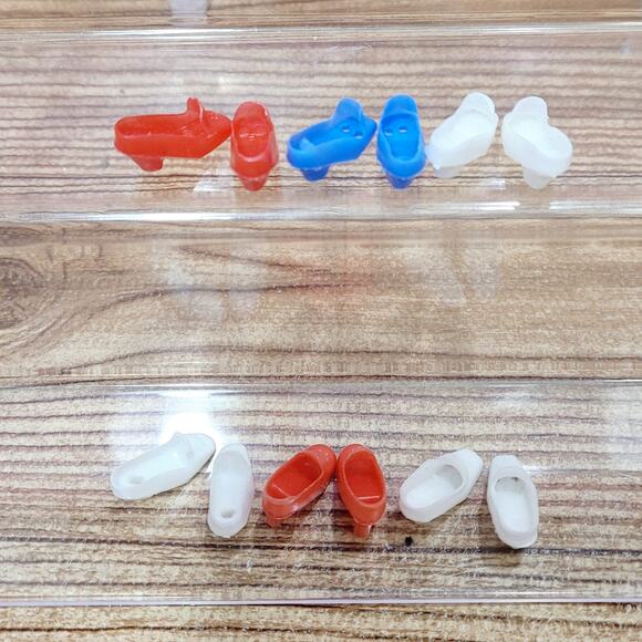 Vintage Mod Barbie Clone Doll Pilgrim Pumps Shoes Lot Red White Blue Heels - Picture 2 of 3